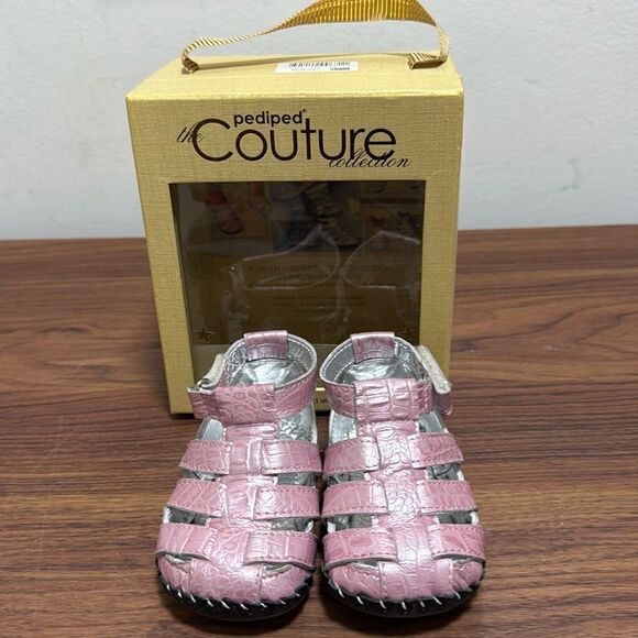 NWT Pediped Couture Collection Roman Inspired Hand Made Pink Sandals. 6-12 Mo. - Picture 1 of 8